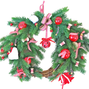 Κόκκινο χριστουγεννιάτικο στεφάνι - στεφάνια, χριστουγεννιάτικο, διακοσμητικά