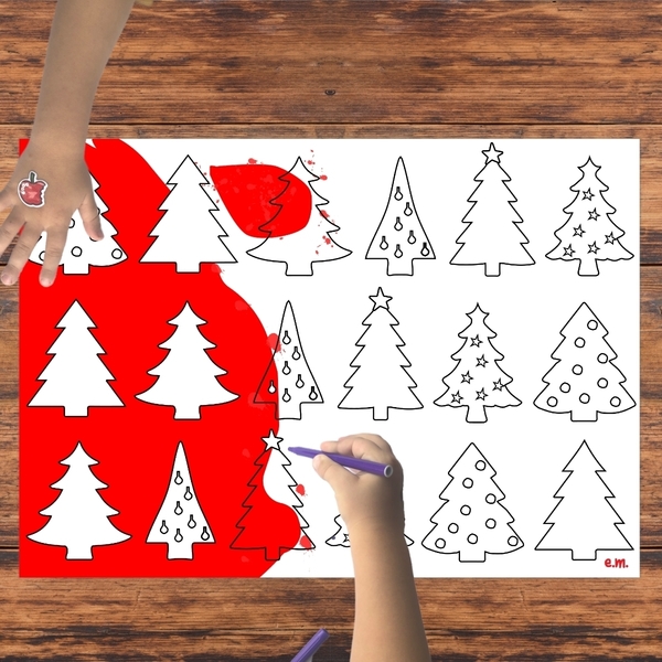 Χριστουγεννιάτικα Δέντρα για Ζωγραφική | Α3 ψηφιακό αρχείο 29,7 *42 | Εκτυπώσιμο Σουπλά Χριστουγεννιάτικο - ζωγραφισμένα στο χέρι, χριστούγεννα, σουπλά, χριστουγεννιάτικες φιγούρες - 2