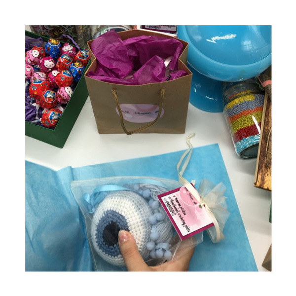 Πλεκτό γούρι φυλακτό ματάκι δώρο για νεογέννητο μπλε - δώρο, ματάκια, προίκα μωρού, γούρια, φυλαχτά - 3