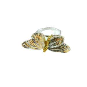 Πραγματικό δαχτυλίδι πεταλούδας σε ασήμι και χρυσό - επιχρυσωμένα, ασήμι 925, επάργυρα, γεωμετρικά σχέδια, μεγάλα