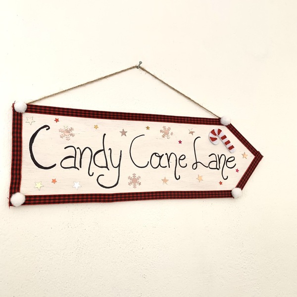 Candy Cane Lane Arrow Sign - νήμα, διακοσμητικά - 2