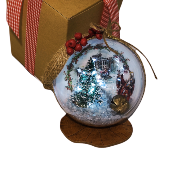 Φωτιζόμενη Χριστουγεννιάτικη Plexi Επιτραπέζια Μπάλα 12 cm - charms, χριστουγεννιάτικο, διακοσμητικά, επιτραπέζια, μπάλες - 4