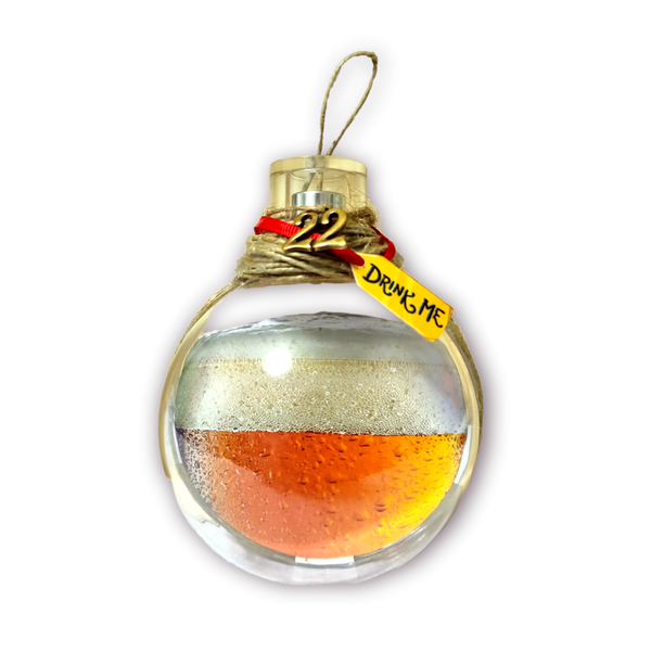 Πρωτότυπη μπάλα για το χριστουγεννιάτικο δέντρο διάφανη 10εκ που μοιάζει να είναι γεμάτη με μπύρα - χριστουγεννιάτικο δέντρο, στολίδια