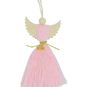Macrame Αγγελακι Διακοσμητικο Ροζ Ανοιχτό - ξύλο, vintage, νήμα, αγγελάκι, στολίδια