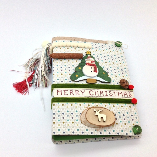 Χριστουγεννιάτικο Σημειωματάριο Journal -Merry Christmas & Snowman - άλμπουμ, χριστούγεννα, δέντρο