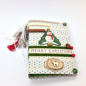Χριστουγεννιάτικο Σημειωματάριο Journal -Merry Christmas & Snowman - άλμπουμ, χριστούγεννα, δέντρο