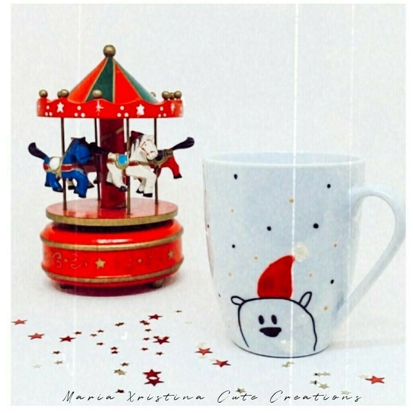 Πορσελάνινη Κούπα Χριστουγεννιάτικα "Αρκουδίτσα" - πορσελάνη, αρκουδάκι, διακοσμητικά, χριστουγεννιάτικα δώρα, κούπες & φλυτζάνια, προσωποποιημένα - 2