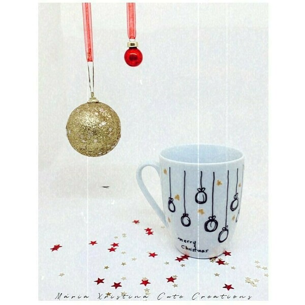 Κούπα με χριστουγεννιάτικες μπαλίτσες - διακοσμητικό, αστέρι, πορσελάνη, πορσελάνη, δωράκι, χριστουγεννιάτικο, διακοσμητικά, χριστουγεννιάτικα δώρα, κούπες & φλυτζάνια - 3