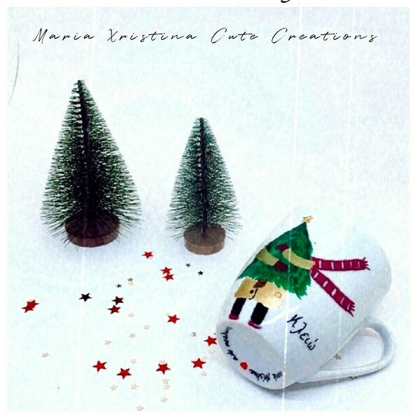 Πορσελάνινη κούπα ♥ Christmas Girl - κορίτσι, πορσελάνη, χριστουγεννιάτικο, κούπες & φλυτζάνια, δέντρο - 3