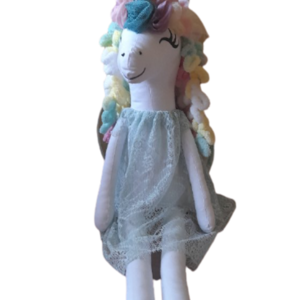 unicorn μονοκαιρίνα με δαντελένιο φόρεμα για παιχνίδι και διακόσμηση 70 εκ. - κορίτσι, αγάπη, χειροποίητα, 100% βαμβακερό - 3
