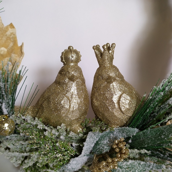 Χριστουγεννιάτικο στεφάνι με πουλάκια - ξύλο, στεφάνια, βελούδο, διακοσμητικά - 3