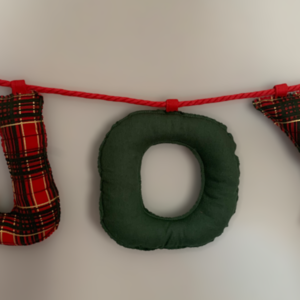 Χριστουγεννιάτικο banner JOY καρό - banner, διακοσμητικά, χριστουγεννιάτικα δώρα - 2