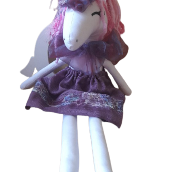 unicorn μονοκαιρίνα με ταφταδένιο φόρεμα για παιχνίδι και διακόσμηση 70 εκ. - λούτρινα, μονόκερος - 2