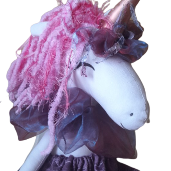 unicorn μονοκαιρίνα με ταφταδένιο φόρεμα για παιχνίδι και διακόσμηση 70 εκ. - λούτρινα, μονόκερος - 3