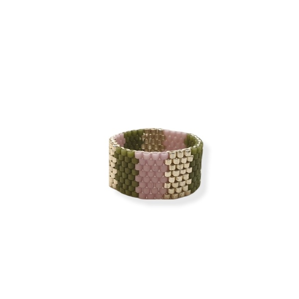 Δαχτυλίδι Miyuki stripes - γυαλί, χάντρες, miyuki delica, σταθερά - 2