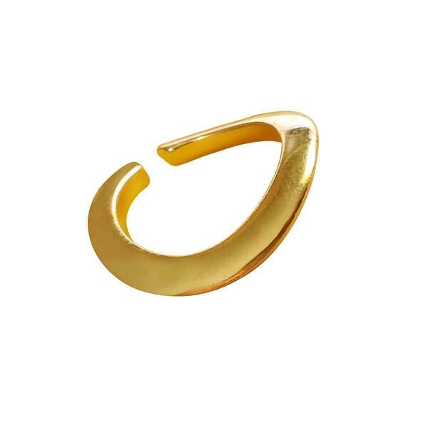 Δαχτυλίδι Επιχρυσωμένο Πλακέ Καμπυλωτό - επιχρυσωμένα, ορείχαλκος, μεγάλα, αυξομειούμενα, φθηνά