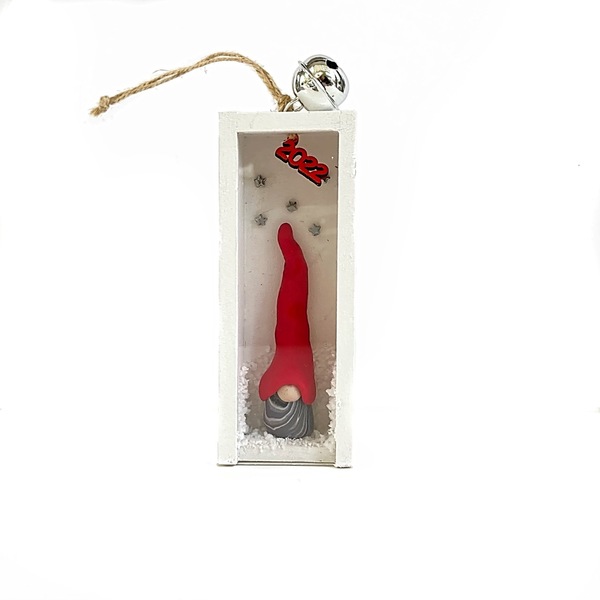 Χειροποίητο Χριστουγεννιάτικο κουτάκι Γούρι- Ξωτικό Νάνοι Gnomes - ξύλο, γούρια