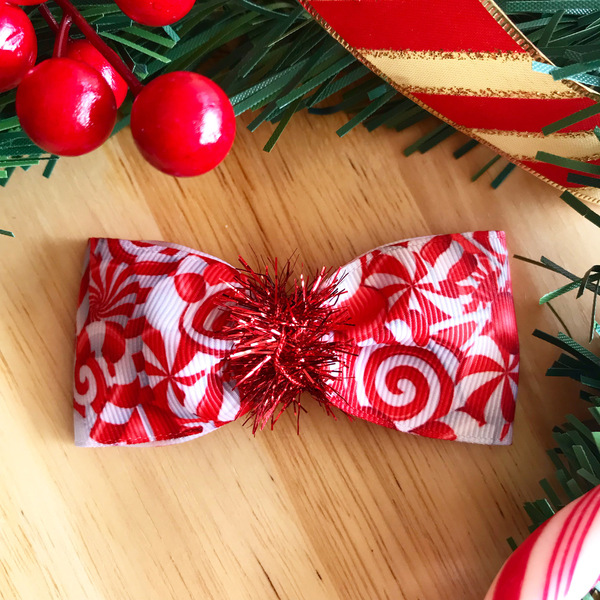 Χριστουγεννιάτικος φιόγκος Xmas candies - φιόγκος, κορίτσι, χριστουγεννιάτικα δώρα, αξεσουάρ μαλλιών, hair clips