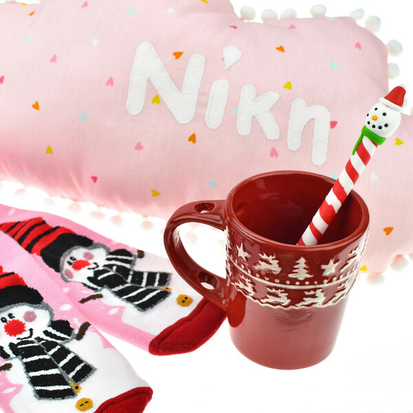 Gift box 4 τμχ. για κορίτσια / Συννεφάκι με όνομα, κάλτσες, κούπα και στυλό - συννεφάκι, χριστουγεννιάτικα δώρα, προσωποποιημένα