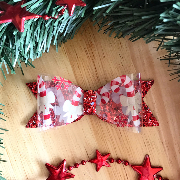 Χριστουγεννιάτικος φιόγκος Glitter candy canes - φιόγκος, κορίτσι, χριστουγεννιάτικα δώρα, αξεσουάρ μαλλιών, hair clips