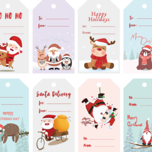 Πακέτο 8 καρτελάκια για δώρα Χριστουγεννιάτικα - άγιος βασίλης, ευχετήριες κάρτες, καρτελάκια