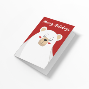 Χριστουγεννιάτικη κάρτα κόκκινη με αρκουδάκι - χριστουγεννιάτικο, κάρτα ευχών, ευχετήριες κάρτες