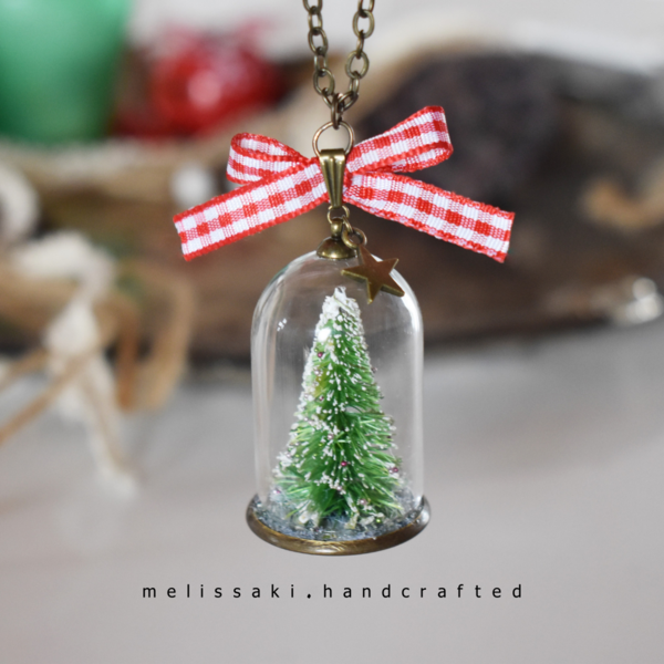 Dreaming of Christmas | Μακρύ μπρόυτζινο κολιέ με θόλο και χριστουγεννιάτικο δέντρο (μακρύ, αυξομειούμενο) - πηλός, μακριά, μπρούντζος, μεγάλα, χριστούγεννα - 2