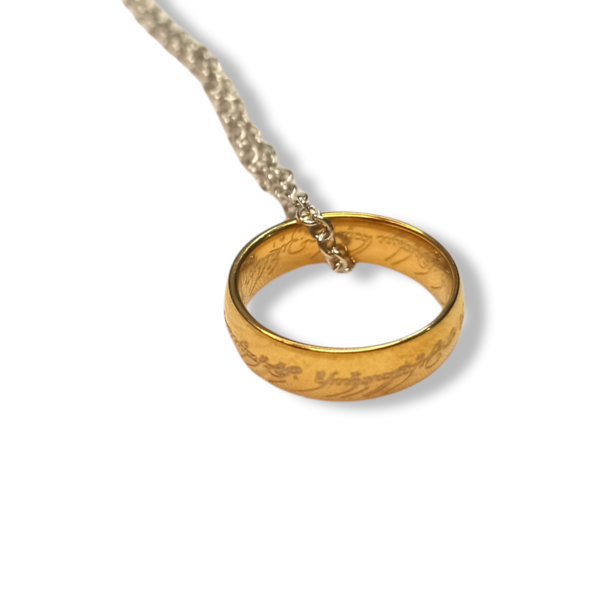 Κολιέ με χρυσό δαχτυλίδι εμπνευσμένο από Lord of the rings - μακριά, μεγάλα, φθηνά