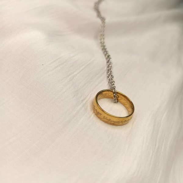 Κολιέ με χρυσό δαχτυλίδι εμπνευσμένο από Lord of the rings - μεγάλα, μακριά, φθηνά - 2