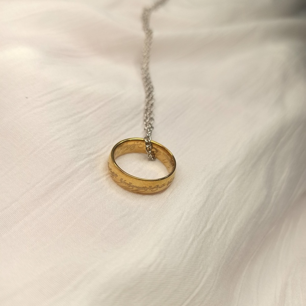 Κολιέ με χρυσό δαχτυλίδι εμπνευσμένο από Lord of the rings - μεγάλα, μακριά, φθηνά - 4