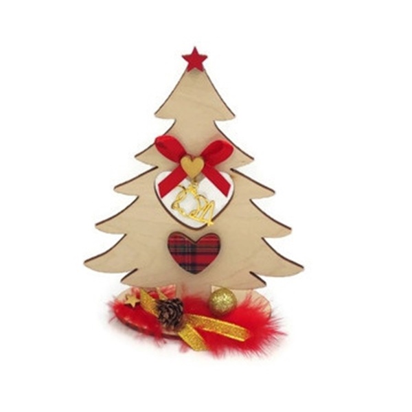 Διακοσμητικό Ξύλινο Δέντρο-Γούρι 2024 με καρδιά,15cm - ξύλο, χριστουγεννιάτικο δέντρο, χριστουγεννιάτικα δώρα, γούρια