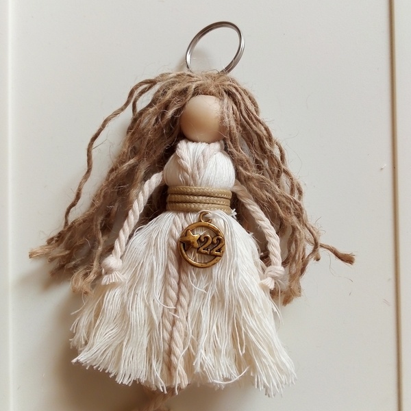 Macrame doll Keychain luckycharm - νήμα, αγγελάκι, γούρια