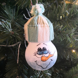 Χριστουγεννιάτικη Μπάλα - Λάμπα / Χιονάνθρωπος με Σκουφάκι - χιονάνθρωπος, χριστουγεννιάτικα δώρα, στολίδια, μπάλες - 4