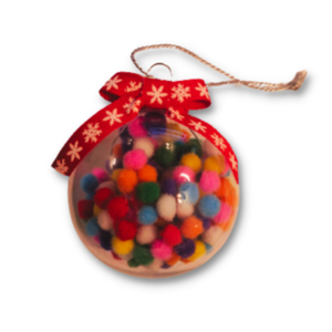Χριστουγεννιάτικη Μπάλα με Πομ Πον - pom pom, χριστουγεννιάτικο, χριστουγεννιάτικα δώρα, στολίδια, μπάλες