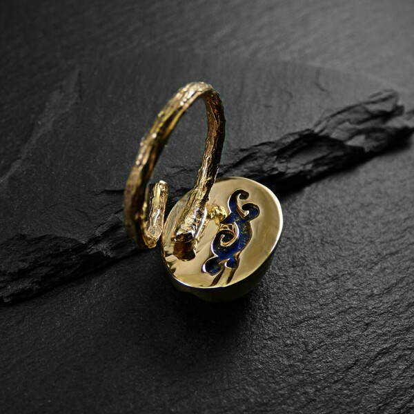 " Golden lapis " - Χειροποίητο δαχτυλίδι, επίχρυσο 18Κ, με ημιπολύτιμο λίθο Lapis Lazuli! - ημιπολύτιμες πέτρες, επιχρυσωμένα, ορείχαλκος, αυξομειούμενα - 5