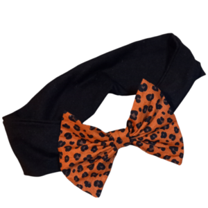 Μαύρη κορδέλα με φιόγκο Animal print κανέλα σε όλα τα μεγέθη. - ύφασμα, animal print, φιόγκος, μαλλιά, κορδέλες μαλλιών
