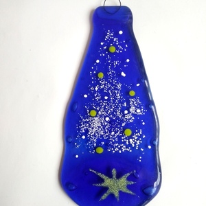 Επιτοίχιο διακοσμητικό μπουκάλι "Night Sky 2"μπλε 21, 5Χ10 - γυαλί, επιτοίχιο, αστέρι, χριστουγεννιάτικο, διακοσμητικά