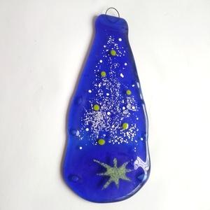 Επιτοίχιο διακοσμητικό μπουκάλι "Night Sky 2"μπλε 21, 5Χ10 - γυαλί, επιτοίχιο, αστέρι, χριστουγεννιάτικο, διακοσμητικά - 4