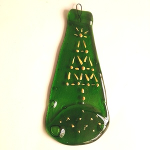 Επιτοίχιο διακοσμητικό μπουκάλι "Xmas Tree"πρασινο 21Χ10 - γυαλί, επιτοίχιο, χριστουγεννιάτικο, δέντρο, διακοσμητικά μπουκάλια - 3