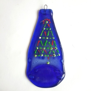 Επιτοίχιο διακοσμητικό μπουκάλι "Xmas Tree 2"μπλε 22Χ10 - γυαλί, επιτοίχιο, χριστουγεννιάτικο, δέντρο, διακοσμητικά μπουκάλια