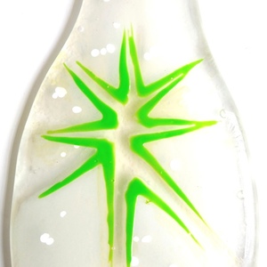 Επιτοίχιο διακοσμητικό λευκό μπουκάλι "Πράσινο αστέρι" 21, 5Χ10 - γυαλί, επιτοίχιο, αστέρι, χριστουγεννιάτικο, διακοσμητικά μπουκάλια - 2