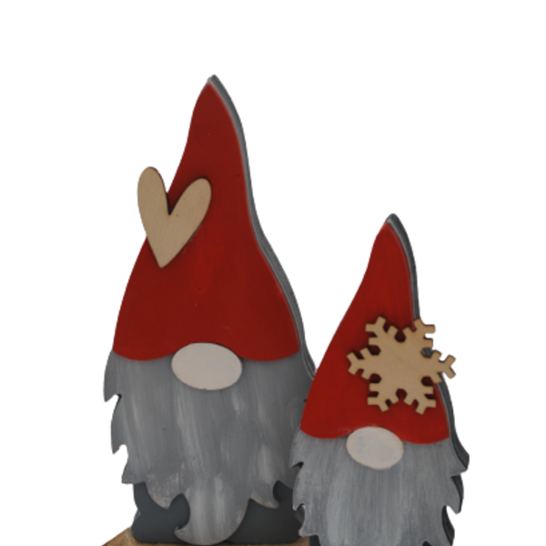 Σετ απο δυο ξύλινα Gnome - ξύλο, διακοσμητικά, άγιος βασίλης