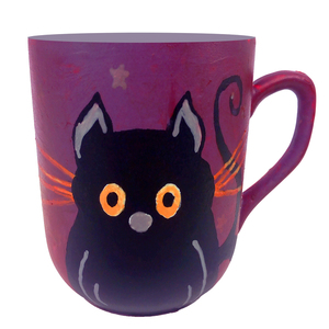 cat mug μωβ γάτα κούπα πορσελάνης - πορσελάνη, κούπες & φλυτζάνια - 2