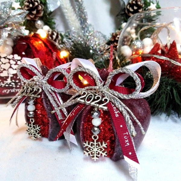 Γούρι 2024 αρωματικό κερί ρόδι μπορντό-κόκκινο 6×6cm - γούρι, ρόδι, χριστουγεννιάτικα δώρα, γούρια, πρωτοχρονιά, κεριά & κηροπήγια - 4
