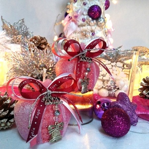 Γούρι 2023 αρωματικό κερί ρόδι ροζ frosted 6×6cm - γούρι, ρόδι, χριστουγεννιάτικα δώρα, γούρια, πρωτοχρονιά, κεριά & κηροπήγια - 4