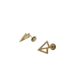 Σκουλαρίκια in corde ατσάλινα γεωμετρικά - γεωμετρικά σχέδια, μικρά, ατσάλι, καρφάκι - 2
