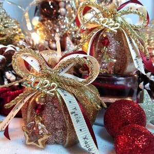 Γούρι 2023 αρωματικό κερί ρόδι χρυσό-ροζ χρυσό2 6×6cm - γούρι, ρόδι, χριστουγεννιάτικα δώρα, γούρια, πρωτοχρονιά, κεριά & κηροπήγια - 3
