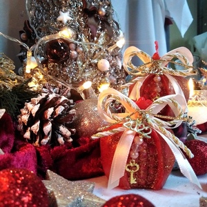 Γούρι 2024 αρωματικό κερί ρόδι κόκκινο-χάλκινο 6×6cm - γούρι, ρόδι, χριστουγεννιάτικα δώρα, γούρια, πρωτοχρονιά, κεριά & κηροπήγια - 2