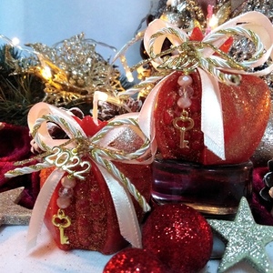 Γούρι 2024 αρωματικό κερί ρόδι κόκκινο-χάλκινο 6×6cm - γούρι, ρόδι, χριστουγεννιάτικα δώρα, γούρια, πρωτοχρονιά, κεριά & κηροπήγια - 3