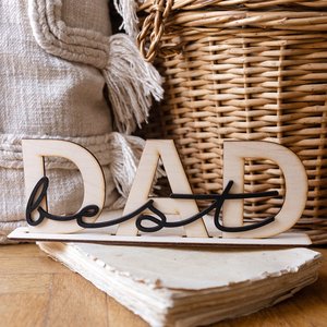 Γούρι "Best Dad" - γούρια, προσωποποιημένα, ξύλο, μπαμπάς, διακοσμητικά